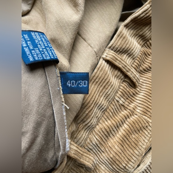 Polo Ralph Lauren VTG 90s 40x30 Brown Tan Wide Wale Corduroy cotton Pants - Picture 8 of 11